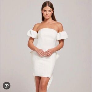 NADINE MERABI White Off-Shoulder Wedding Dress